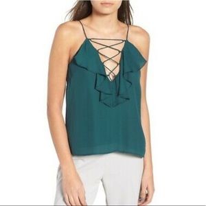 WAYF Emerald Green Lace up Cami